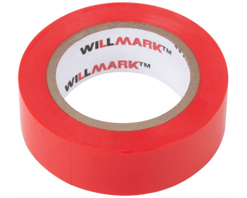 Изолента ПВХ самозатухающая WILLMARK 19 мм х 0,15 мм х 10 м ( красная ) (11014)