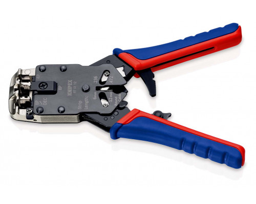 Пресс-клещи для штекеров RJ, 3 гнезда, RJ 10 (4-pin), RJ 11/12 (6-pin), RJ 45 (8-pin), 200 мм (KN-975112)