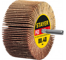 Круг шлифовальный лепестковый d 80 x 40 мм, P60, на шпильке d 6 мм STAYER 36609-060