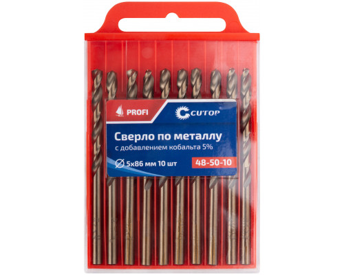 Сверло по металлу Cutop Profi с кобальтом 5%, 5 x 86 мм (10шт) (48-50-10)