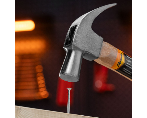 Молоток-гвоздодер, 225 г, боек 22 мм, деревянная рукоятка Sparta