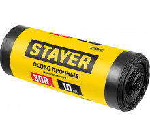 Мешки мусорные строительные HEAVY DUTY, 300 л, 10 шт, черные, особопрочные STAYER 39157-300