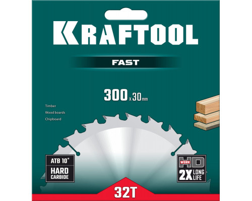 Пильный диск по дереву Fast, 300 х 30 мм, 32Т KRAFTOOL 36950-300-30