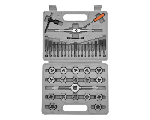 Набор метчиков и плашек М3-М12, плашко-метчикодержатель, 40 предметов, пластиковый бокс Sparta