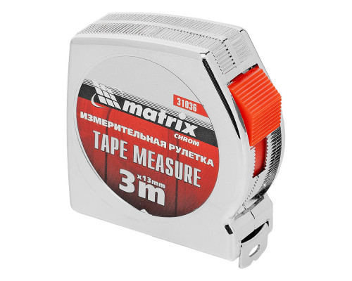 Рулетка Chrom,3 м x 13 мм,хромированный корпус Matrix