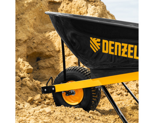 Тачка строительная, усиленная, объем 140 л, 230 кг, колесо 15х6.00-6 Denzel (68999)