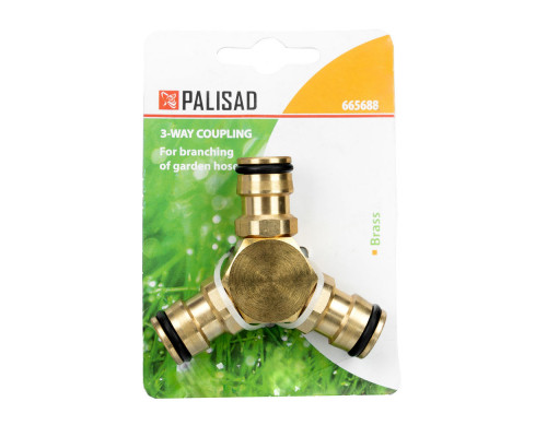 Тройник для разветвления или соединения, штуцерный, латунный Palisad (665688)