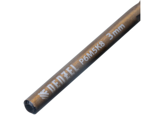 Набор сверл по металлу, 1-10 мм, Р6М5К8-TiN, Golden Tip, 19 шт Denzel (723008)