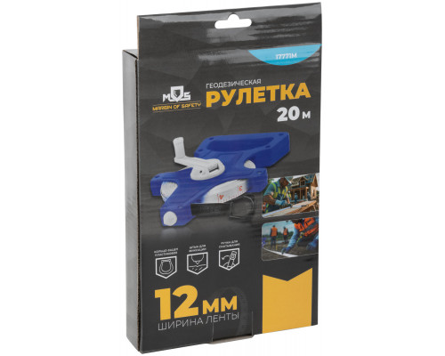 Рулетка геодезическая, открытый корпус, фибергласовая лента 20 м (17771М)