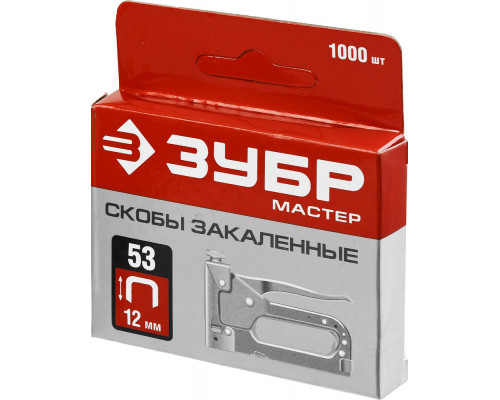 Скобы 12 мм, тип 53 (A/10/JT21), калибр 23GA, 1000 шт ЗУБР 31625-12