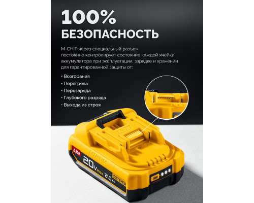 Дрель-шуруповерт ударная бесщеточная STEHER 20 В 65 Н·м 1 АКБ LMS (2 А·ч) CBS-65-21  