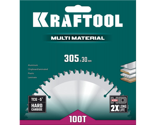 Пильный диск по алюминию Multi Material, 305 х 30 мм, 100Т KRAFTOOL 36953-305-30