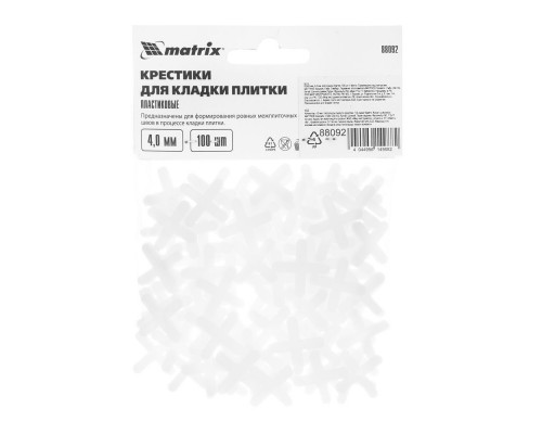 Крестики, 4.0 мм, для кладки плитки, 100 шт Matrix (88092)