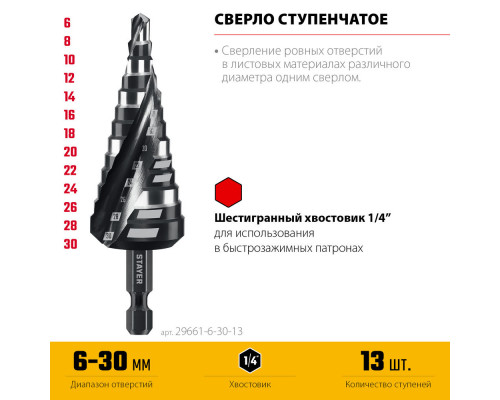 Сверло по стеклу и кафелю 4х кромка HEX 1/4 STAYER 8 мм 2985-08_z01  