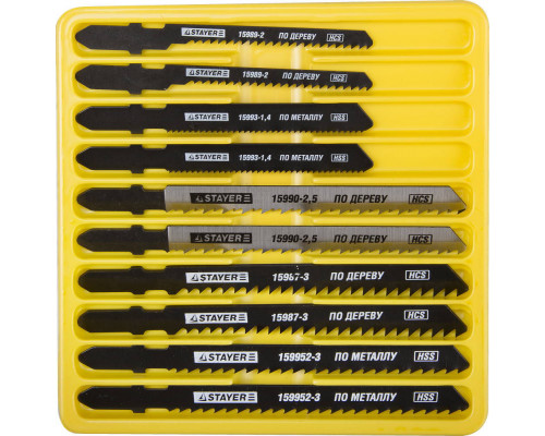 Полотна для лобзика T-хвост., по дереву, мет. и пластику, 10 шт Professional STAYER 15981-H10-3