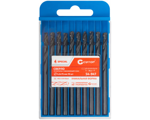Сверло по металлу Cutop Special, HSS-G, 4,2 х 75/38 мм (10 шт) (54-947)