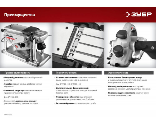 Рубанок электрический 750 Вт, 82 мм ЗУБР ЗР-750-82