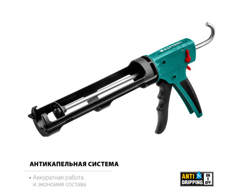 Пистолет для герметика GRAND 2-in-1, 310 мл, антикапельная система, скелетный KRAFTOOL 06674