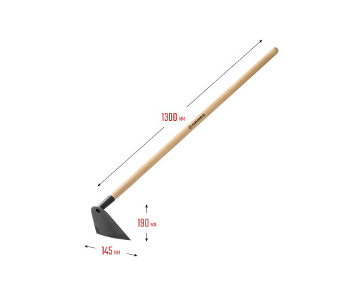 Мотыга GH-190 WOOD, 190 x 145 x 1300 мм, трапециевидный профиль, углеродистая сталь, антикор. покрытие, деревянный черенок GRINDA 39597