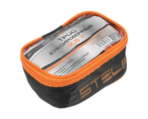Трос буксировочный 2.5 т, 5 м, 2 крюка, сумка на молнии Stels (54377)