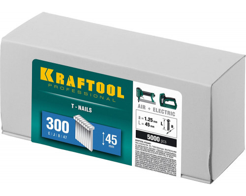 Гвозди тип 300 (47/J/F), 45 мм, калибр 18GA, 5000 шт KRAFTOOL 31785-45