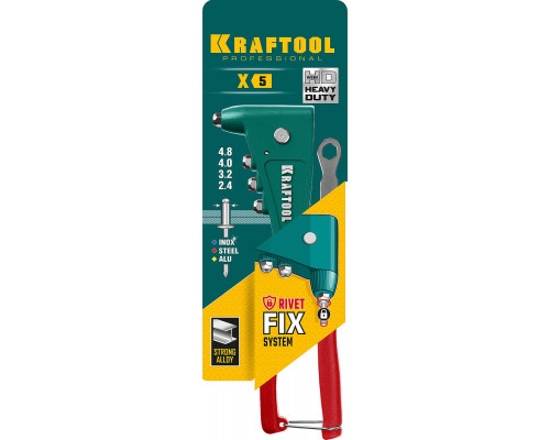 Литой заклепочник X-5F, 2.4–4.8 мм, удержание заклепки KRAFTOOL 31173_z01