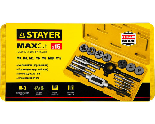 Набор метчиков и плашек 16 предмета MaXCut STAYER 28010-H16