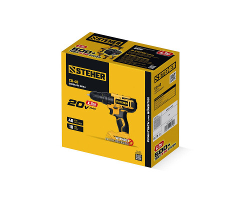 Дрель-шуруповерт 20 В, 40 Н·м, без АКБ (LMS) STEHER CD-40