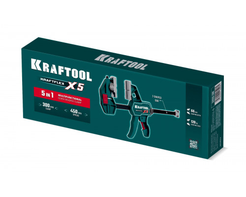 KRAFTOOL KRAFTFLEX X5 300, 300 х 66 мм, многофункциональная струбцина для направляющих шин (32555-300)