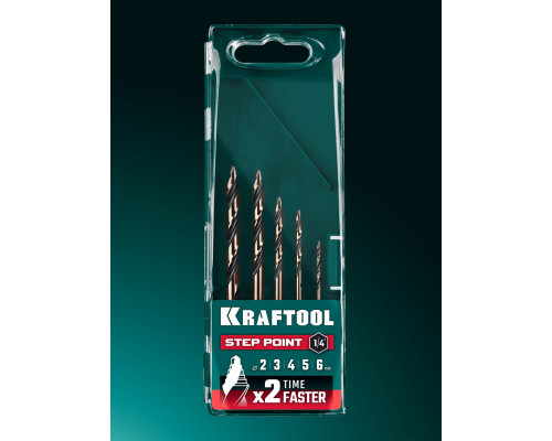 Набор сверл по металлу для винтовёртов и шуруповертов IMPACT READY STEP POINT 5 штук KRAFTOOL 29653-H5