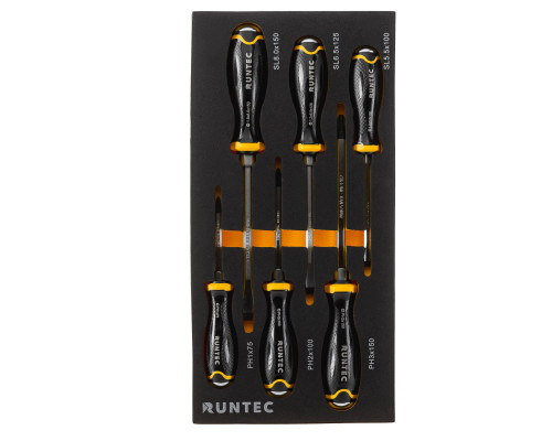 RUNTEC RT-SD3E6 Набор усиленных отверток RUNTEC CrV со сквозным стержнем в ложементе EVA, 6 предметов (RT-SD3E6)