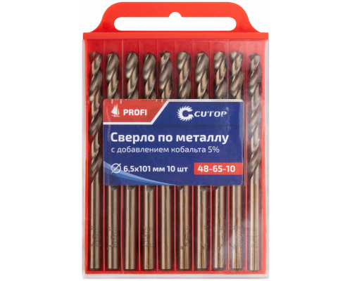 Сверло по металлу Cutop Profi с кобальтом 5%, 6,5 x 101 мм (10 шт) (48-65-10)