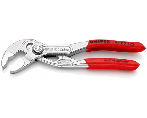 Клещи переставные 125 мм, зев 25 мм, хром, обливные ручки COBRA KN-8703125