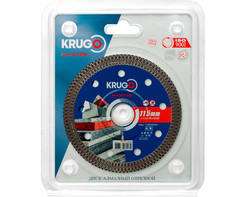 Диск алмазный ультратонкий, Х-тип KRUGO MASTER 115х1,2х22,2х10 mm 81021150228