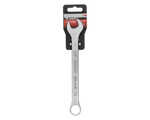 Ключ комбинированный, 17 мм, CrV, матовый хром Matrix