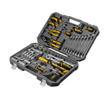 Набор инструментов, 1/2, 1/4, CrV, S2, пластиковый кейс, 84 предмета Denzel