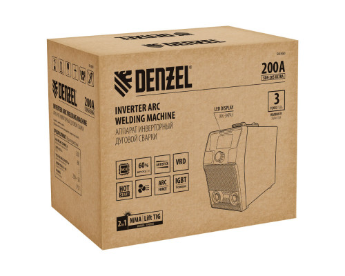 Аппарат инвертор. дуговой сварки SDR-205 Ultra, 200 А, ПВ 60% Denzel (94360)