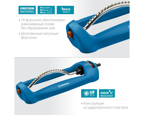 Веерный распылитель RO-18, 18 форсунок, ударопрочный пластик, PROLine GRINDA 429345