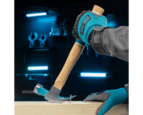 Молоток-гвоздодер, 450 г, угол 45, магнит, обрезиненная рукоятка American hickory GROSS