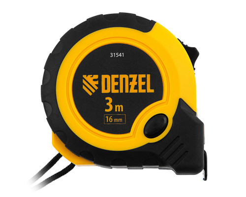 Рулетка 3м х 16мм, двухкомп. корпус, кнопка-пауза Denzel