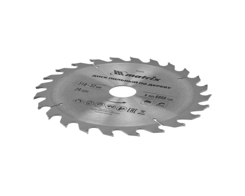 Пильный диск по дереву, 210 х 32 мм, 24 зуба, кольцо 30/32 Matrix Professional (73224)