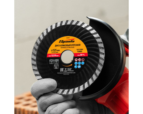 Диск алмазный, отрезной Turbo, 125 х 22.2 мм, сухая резка Sparta (731195)