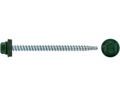 Шурупы кровельные со сверлом 4,8 х 70 зеленый 100шт , RAL 6002 Фасовка (23556-0)