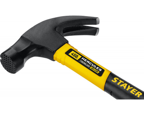 Молоток-гвоздодёр столярный с фиберглассовой рукояткой Professional Hercules-M STAYER 450 г 2027-450_z01  