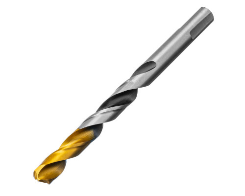 Сверло спиральное по металлу 10 x 133мм, Р6М5, Golden Tip, многогранная заточка Denzel (718285)