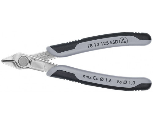 Electronic Super Knips Бокорезы прецизионные ESD, зажим для проволоки, нерж., 125 мм, 2-комп антистатические ручки (KN-7813125ESD)