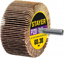 Круг шлифовальный лепестковый d 60 x 30 мм, P120, на шпильке d 6 мм STAYER 36608-120