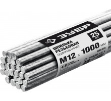 Резьбовая шпилька М12 x 1000 мм, кл. пр. 4.8, цинк, 25 шт ЗУБР DIN 975 30330-12-1