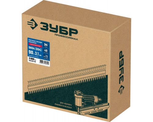 Гвозди реечные рифленые оцинкованные SN34 (D34) 90 x 3.1 мм, 3000 шт ЗУБР 305399-90