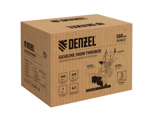 Бензиновая снегоуборочная машина SB 560 LP, 212 cc, электростартер, фара Denzel (97652)